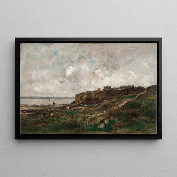 Low Tide at Villerville - Charles François Daubigny — framed artwork on a wall
