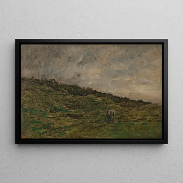 Pastures at Graves near Villerville, Normandy - Charles François Daubigny — framed artwork on a wall