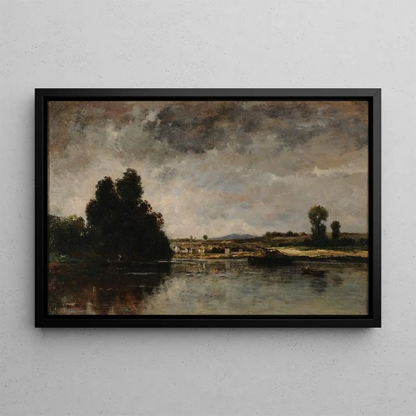 Landscape Painting by Stormy Weather - Charles François Daubigny — framed artwork on a wall