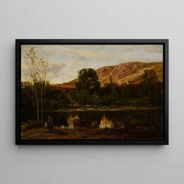 Landscape of Pond - Charles François Daubigny — framed artwork on a wall