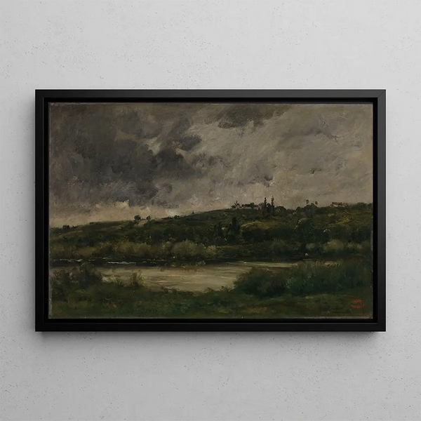 River landscape painting - Charles François Daubigny — framed artwork on a wall