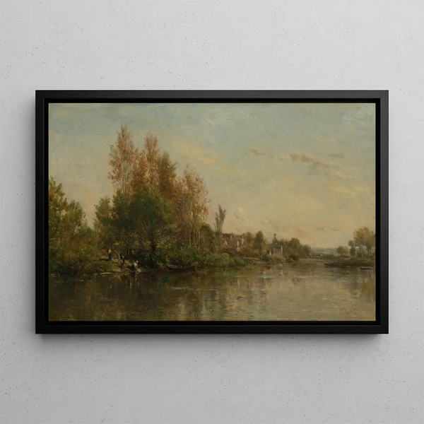 Les rives de l'Oise - Charles François Daubigny — framed artwork on a wall