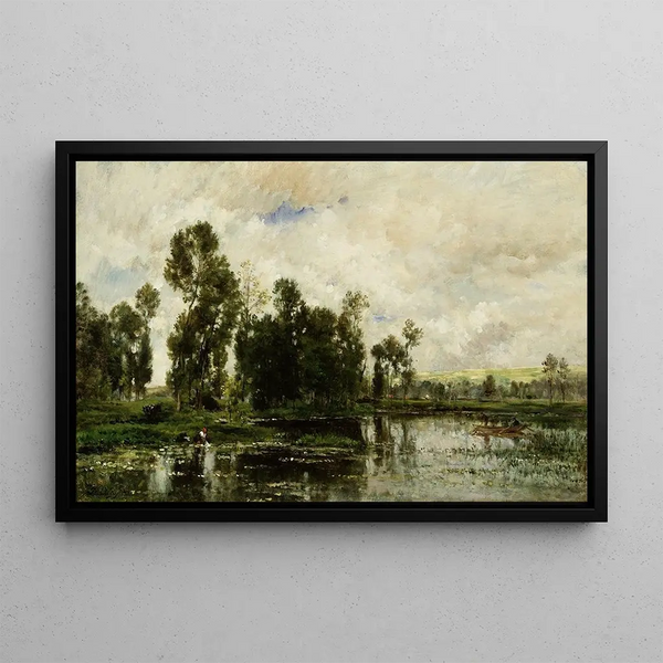 Le Bord de l'étang - Charles François Daubigny — framed artwork on a wall