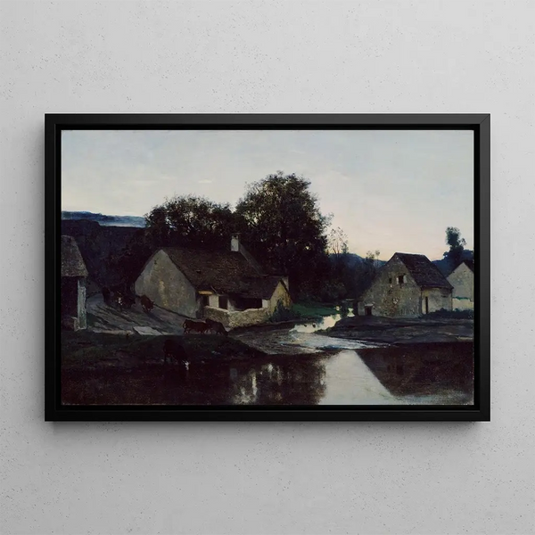 Le Hameau d'Optevoz - Charles François Daubigny — framed artwork on a wall