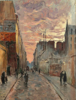 a lively street at dusk - Charles François Pécrus — artwork view