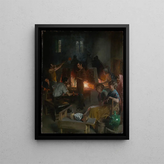 Souffleurs de verre de Murano - Charles Frederick Ulrich — framed artwork on a wall