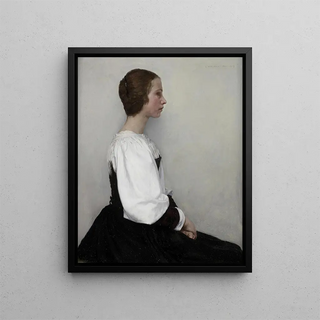 Portrait of a Young Woman - Charles Frederick Ulrich — framed artwork on a wall