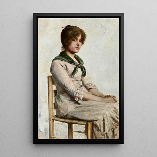 Portrait of a Young Woman - Charles Frederick Ulrich — framed artwork on a wall