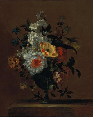 Flowers in a glass vase on a pedestal - Charles Gilles Dutillieu — artwork view