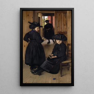 Girls of Valais before going to church - Charles Giron — framed artwork on a wall