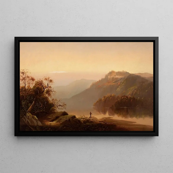 Sunset over the Hudson - Charles H. Chapin — framed artwork on a wall