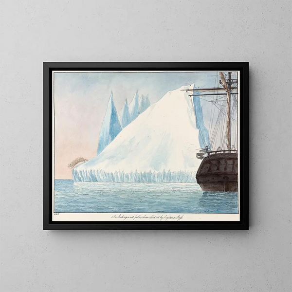 An iceberg and a polar bear led by Captain Ross - Charles Hamilton Smith — framed artwork on a wall
