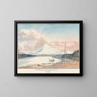 Mont Rainier Painting from the southern part of Admiralty Inlet - Charles Hamilton Smith — framed artwork on a wall
