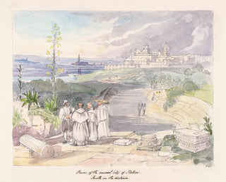 Ruins of the ancient city of Italica, Seville in the distance - Charles Hamilton Smith — artwork view