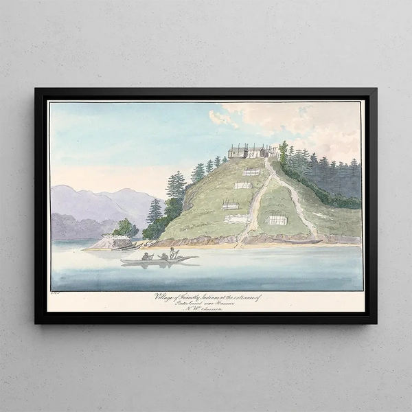 Village of Friendly Indians at the Entrance of the Buter Canal near Hanover - Charles Hamilton Smith — framed artwork on a wall