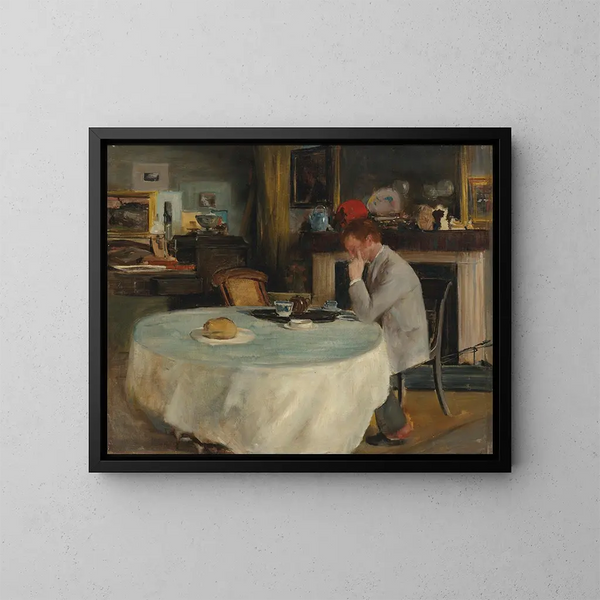 Portrait of Charles Ricketts painted at Kennington Road, Lambeth - Charles Haslewood Shannon — framed artwork on a wall
