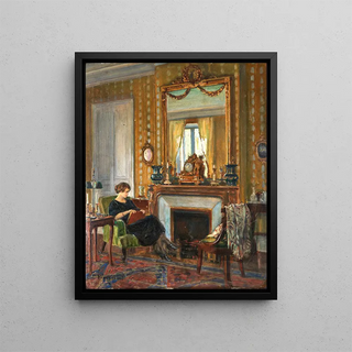 Woman in an Elegant Interior - Charles Henry Tenré — framed artwork on a wall