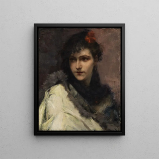 Portrait of a Young Woman - Charles Herman — framed artwork on a wall