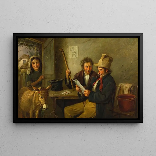 Donkey and Merchant - Charles Hunt — framed artwork on a wall