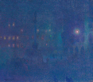 Munich at Night Marienplatz - Charles Johann Palmi — artwork view