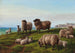 Sheep grazing on a promontory - Charles Jones — artwork view