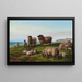Sheep grazing on a promontory - Charles Jones — framed artwork on a wall