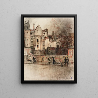 La tour de Calvin ancien collège de Fortet place Sainte Geneviève - Charles Jouas — framed artwork on a wall