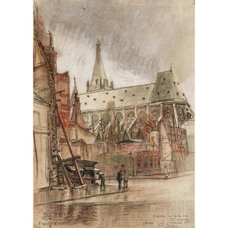 the Saint-Séverin church seen from Saint-Jacques street - Charles Jouas — artwork view