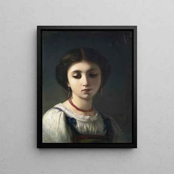 Portrait of an Italian Young Girl - Charles Landelle — framed artwork on a wall