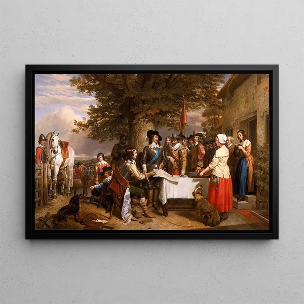 The night before the Battle of Edge Hill 1642 - Charles Landseer — framed artwork on a wall
