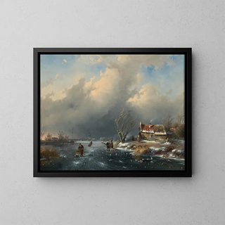 Ice Skaters - Charles Leickert — framed artwork on a wall