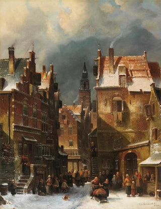 Winter Cityscape Painting - Charles Leickert — artwork view