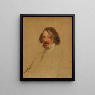 Portrait inachevé painting by Henry J. Brent - Charles Loring Elliott — framed artwork on a wall