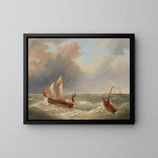 Departure - Charles Louis Verboeckhoven — framed artwork on a wall