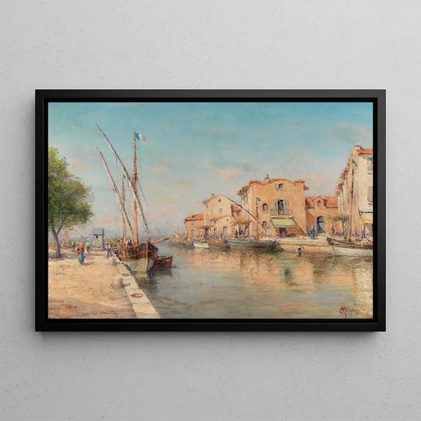 A Sunny Day in a Seaside Town - Charles Malfroy — framed artwork on a wall