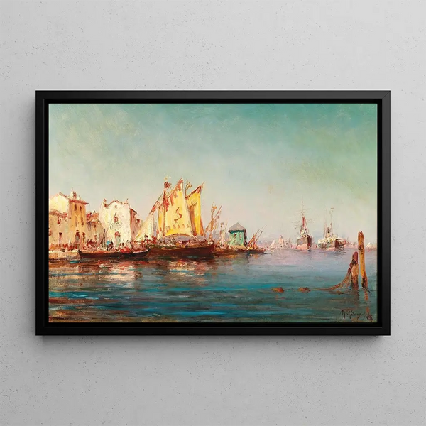 Ships in the port - Charles Malfroy — framed artwork on a wall