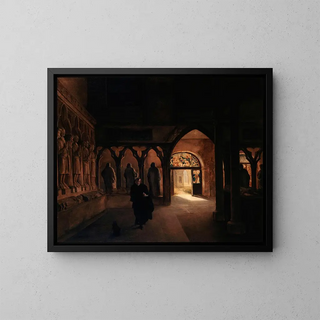 La salle des sculptures du XIVe siècle au musée des Monuments français - Charles Marie Bouton — framed artwork on a wall