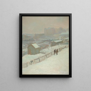 La Neige à Montmartre - Charles Marie Dulac — framed artwork on a wall