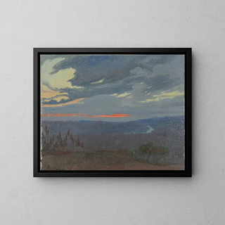 Sunrise over the Arno - Charles Marie Dulac — framed artwork on a wall