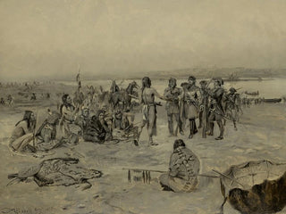 Encounter of Lewis and Clark with the Mandans - Charles Marion Russell — artwork view