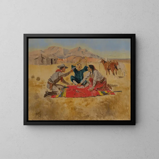 Pas une chance pour un Chinois - Charles Marion Russell — framed artwork on a wall