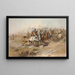 The Battle of Custer - Charles Marion Russell — framed artwork on a wall