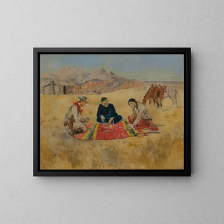 The Poker Game - Charles Marion Russell — framed artwork on a wall