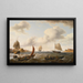Naval ships and other boats at the mouth of Portsmouth harbor in rough seas - Charles Martin Powell — framed artwork on a wall