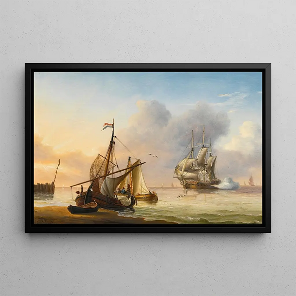 Calm Weather Ships Painting - Charles Martin Powell — framed artwork on a wall