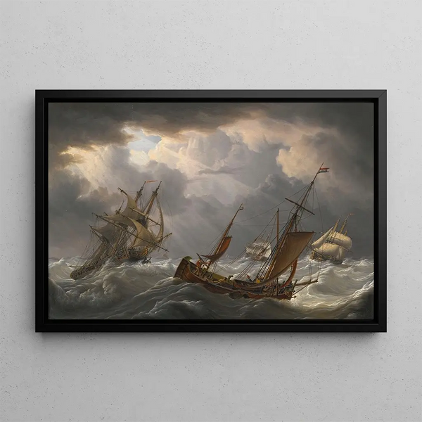 Ships in a Storm - Charles Martin Powell — framed artwork on a wall