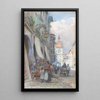 a street in Bern, Switzerland - Charles Nathaniel Worsley — framed artwork on a wall