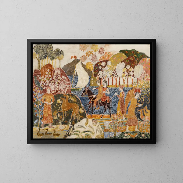 Two Figures on a Mule - Charles Prendergast — framed artwork on a wall