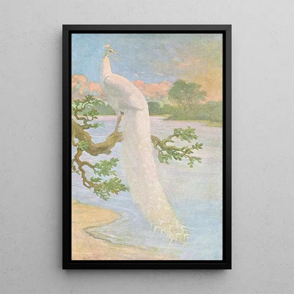 White Peacock Painting - Charles Robert Knight — framed artwork on a wall