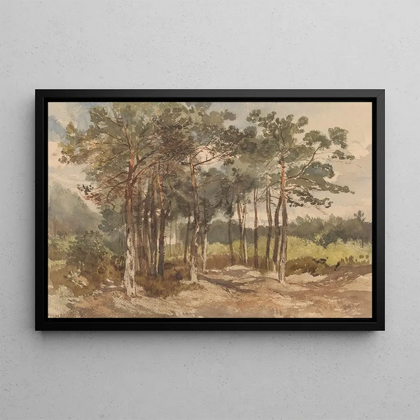 Group of Trees in the Woods near Driebergen - Charles Rochussen — framed artwork on a wall